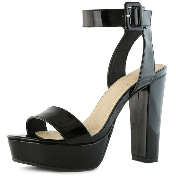 Elegant Leather High Heels Women Shoes Platform Party Sandals Ankle Strap Shoes Woman 